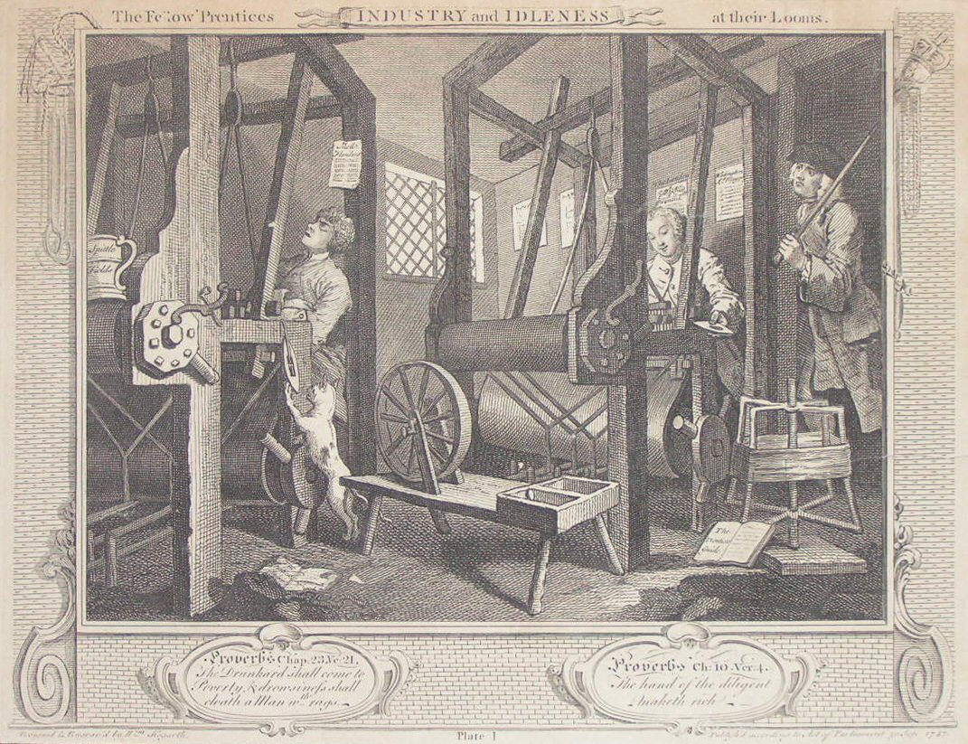 Print - 1. The Fellow 'Prentices at their Looms - Hogarth